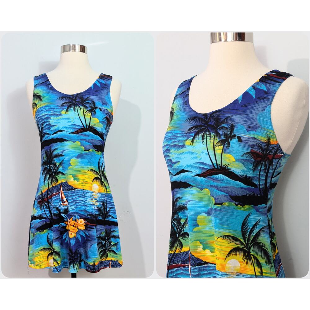 Blue Hawaiian Sunset & Boats Tank Dress
